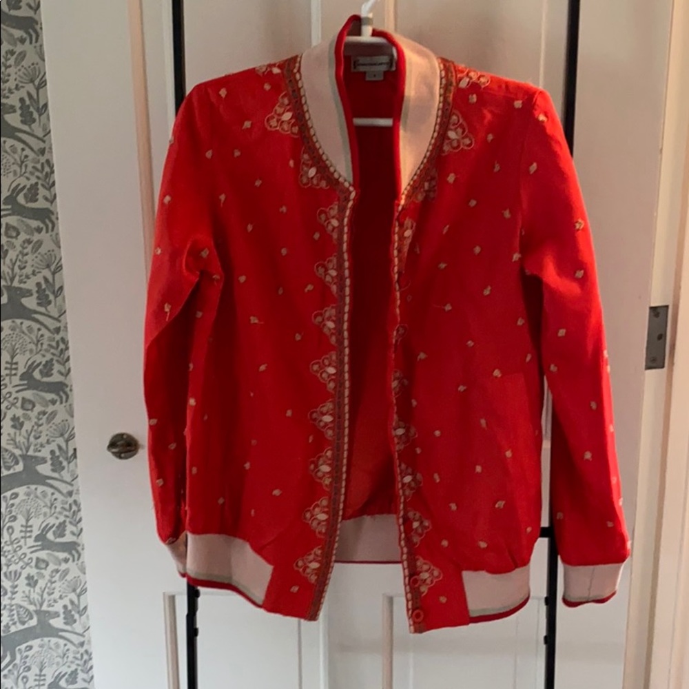Anthropologie silk bomber